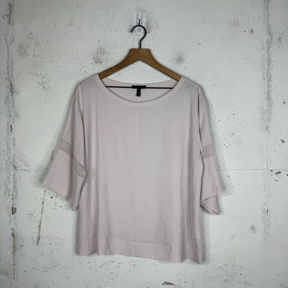 Eileen Fisher Tops - Eileen Fisher Silky Boxy Fit Mesh Arm Panel Crepe Like Top Blouse Medium